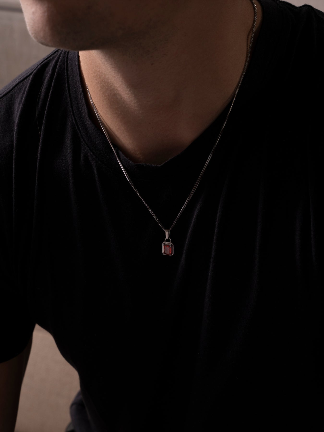 RED GEMSTONE CHAIN | Silver