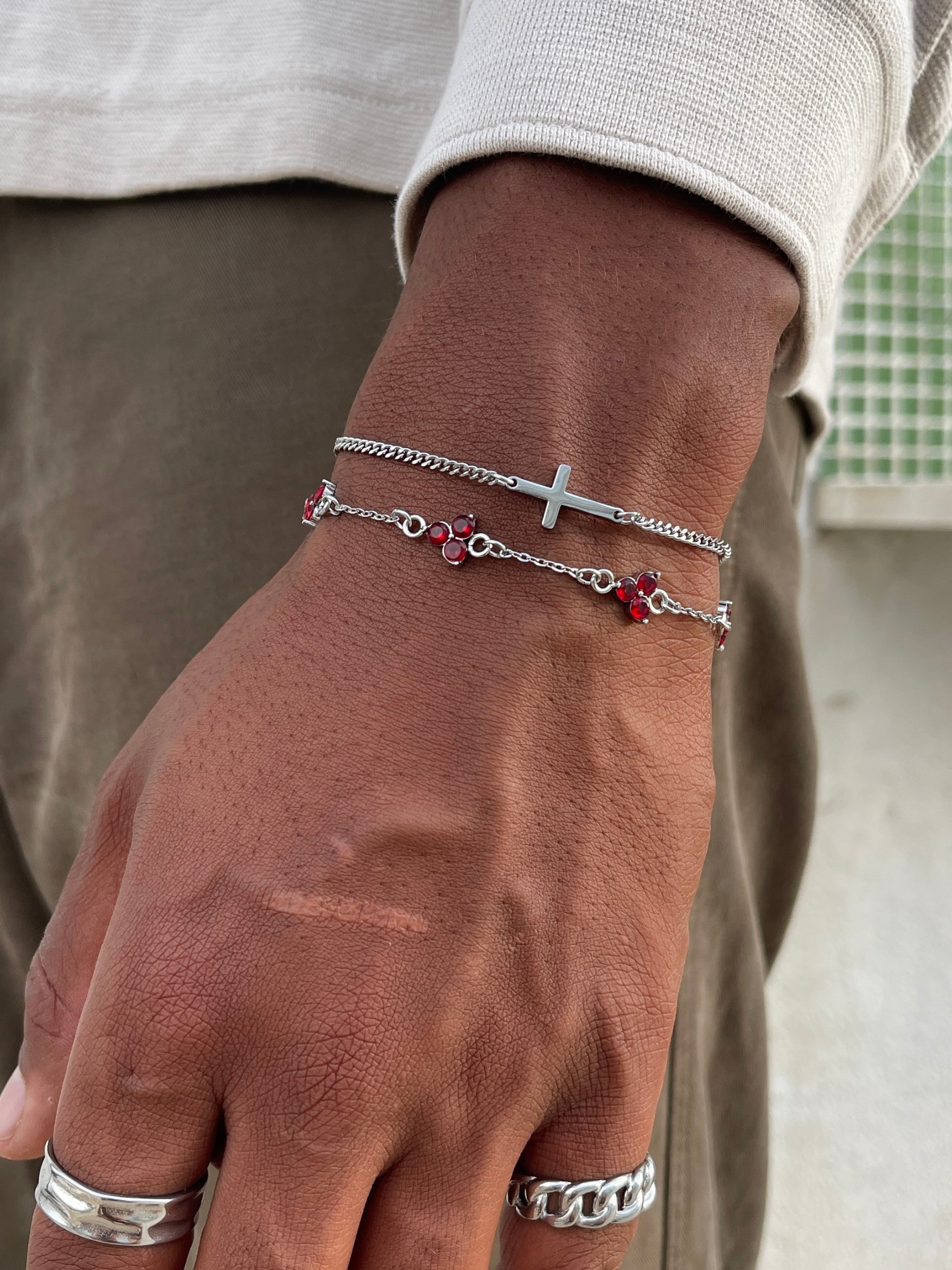 RED CLOVER BRACELET | Silver
