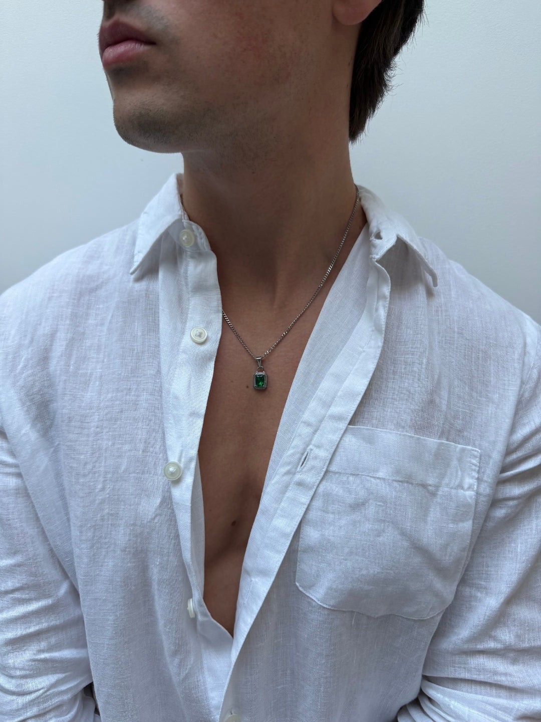 GREEN GEMSTONE CHAIN | Silver