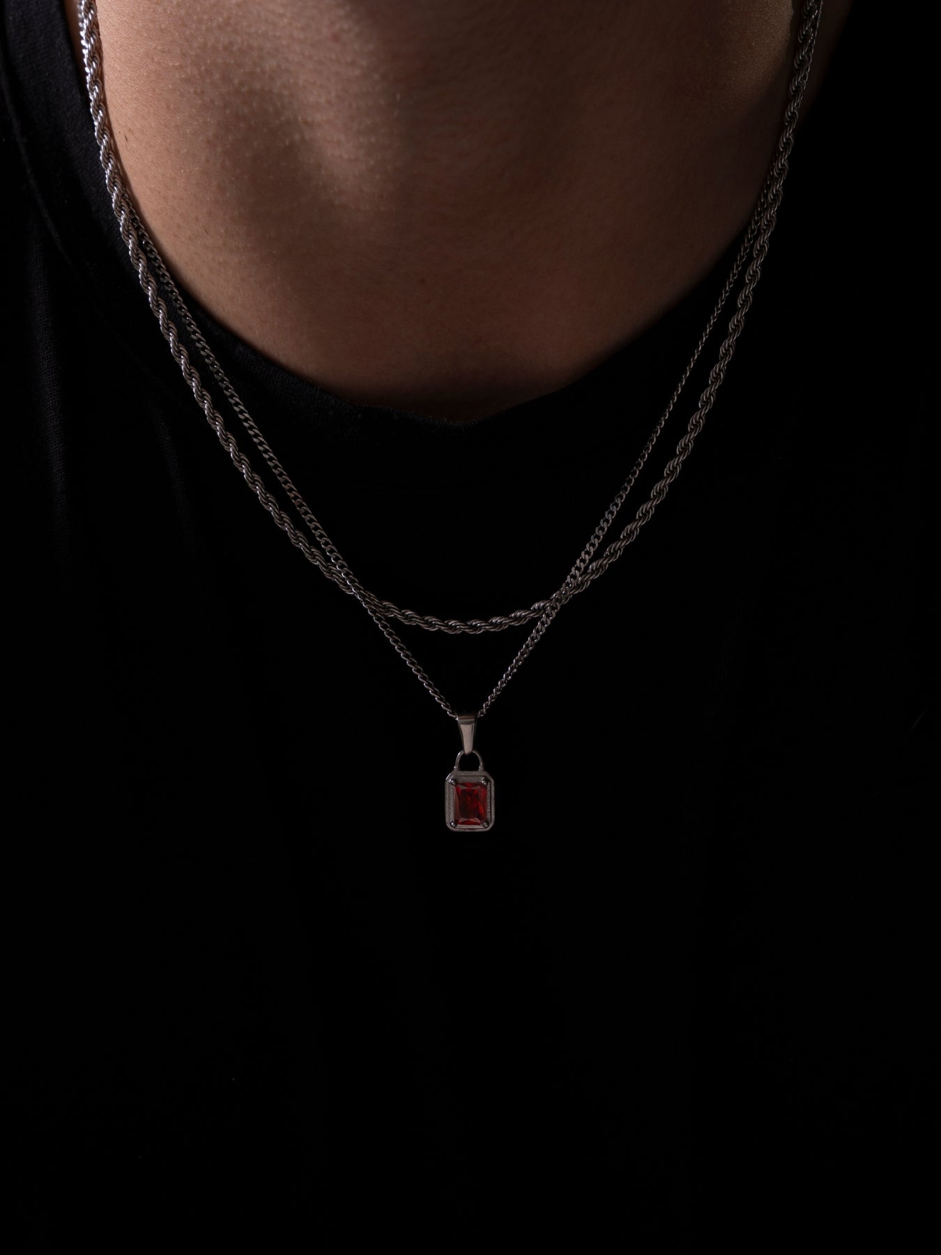 RED GEMSTONE CHAIN | Silver