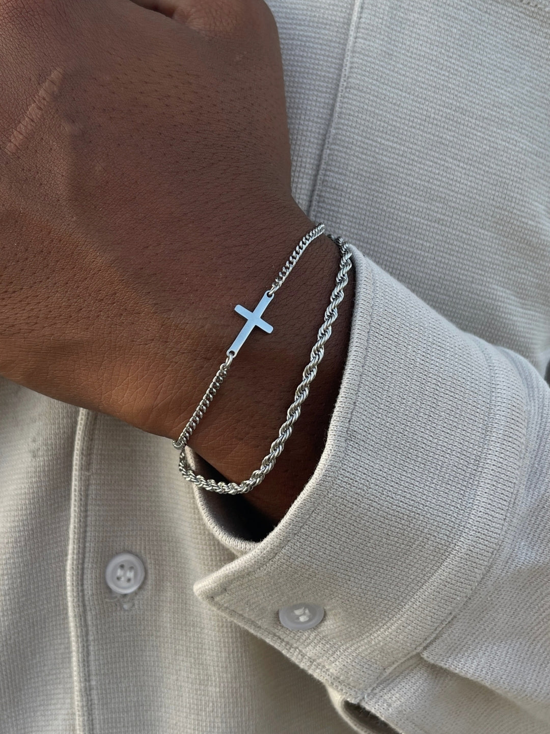 CROSS X ROPE 3MM SET | Silver