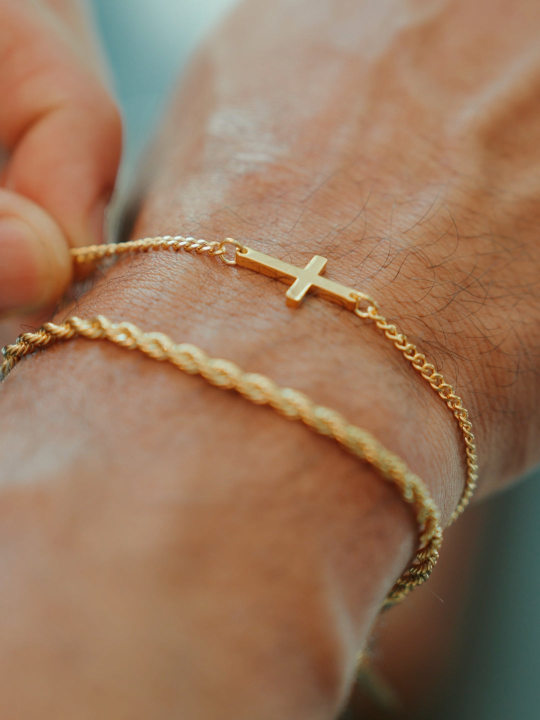 CROSS X ROPE 3MM SET | 18K Gold