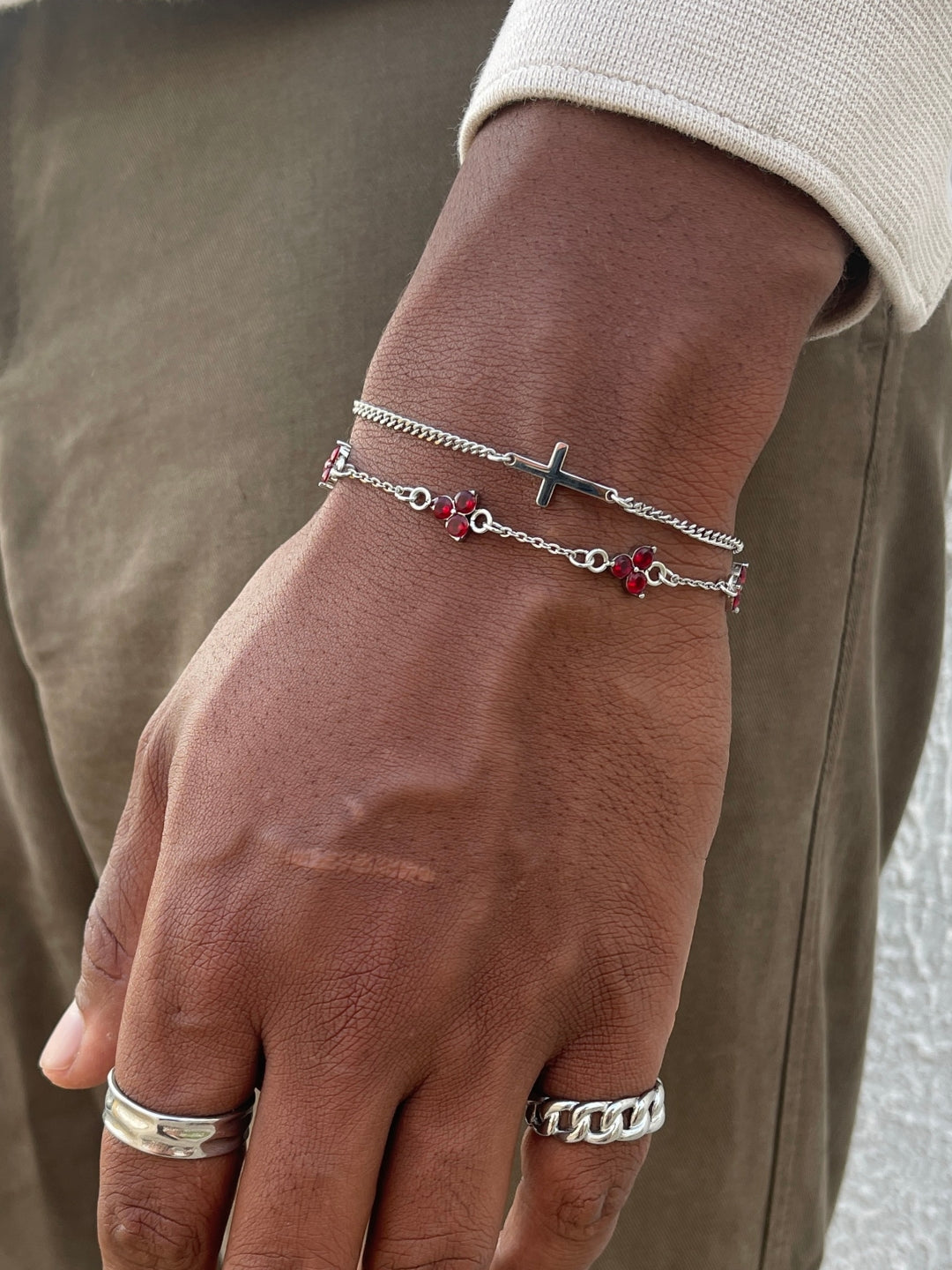 CLOVER BRACELET SET | Silver